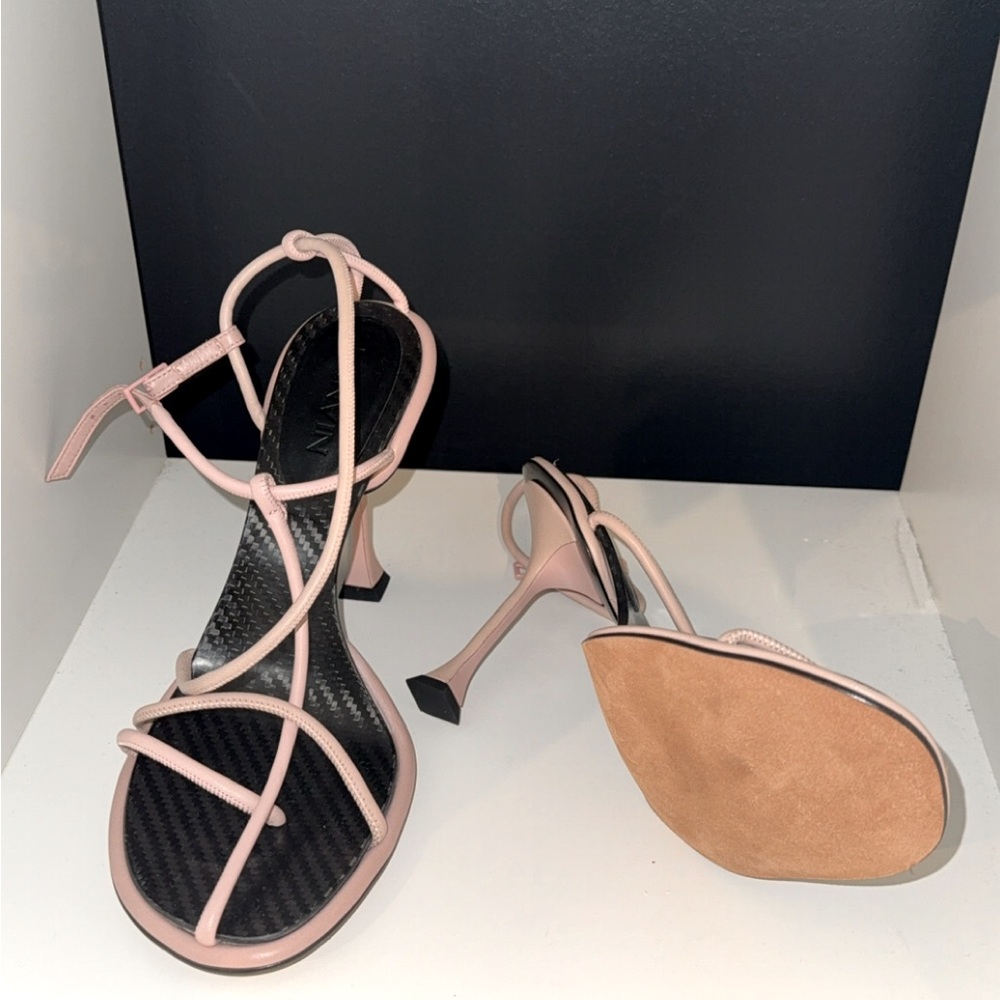 Authenic LANVIN Paris Pink Leather Strappy Heels – Size 39 | Made in Italy